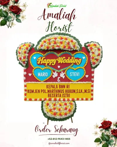 Karangan Papan Bunga Pernikahan di Watusampu